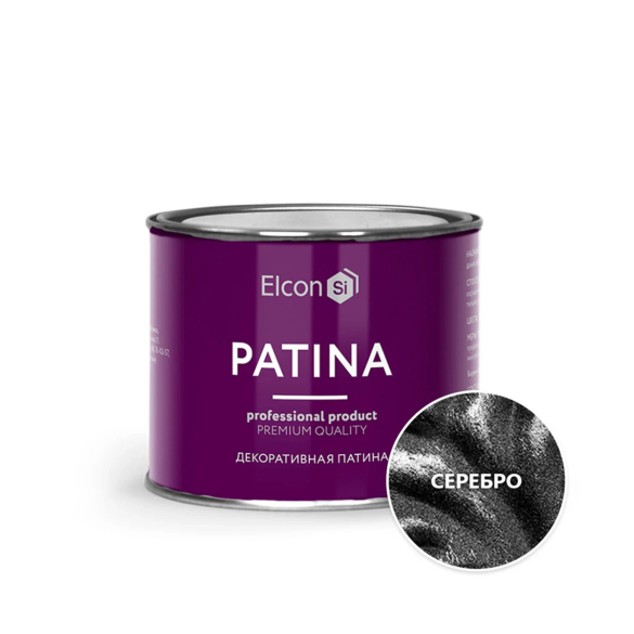 КРАСКА ДЕКОРАТИВНАЯ "PATINA" СЕРЕБРО 0,2 КГ (1/20) "ELCON"