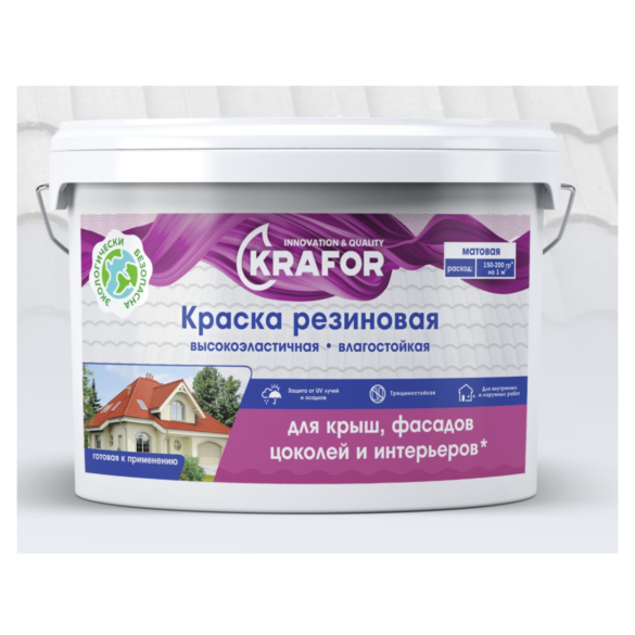КРАСКА РЕЗИНОВАЯ ЗЕЛЕНЫЙ МОХ 1,4 КГ (1/6) "KRAFOR"