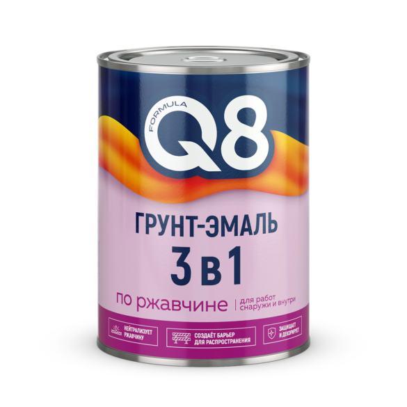 ГРУНТ- ЭМАЛЬ ПО РЖАВЧИНЕ "FORMULA Q8" ЧЕРНАЯ 0,8 КГ (1/14)