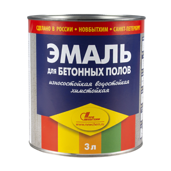 ЭМАЛЬ ДЛЯ БЕТОННЫХ ПОЛОВ ТЕМНО-КРАСНАЯ 3 Л (1/6) НОВБЫТХИМ