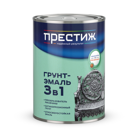 ГРУНТ- ЭМАЛЬ ПО РЖАВЧИНЕ СЕРАЯ 0,9 КГ (1/14) "ПРЕСТИЖ"
